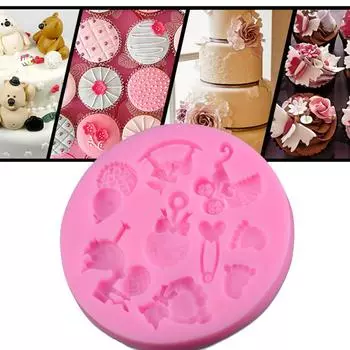 1~10 шт., коляска для вечеринки в честь рождения ребенка, ручная бутылка, троянская форма, 3D-форма для торта из помадки, силиконовая форма для кухни, конфет, кексов, украшений