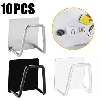 1-10 шт. Кухонная мойка из нержавеющей стали, держатель для губок, самоклеящаяся полка для сушки слива, настенные крючки для хранения, органайзер 1pc серебряный