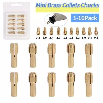 1-10 шт. латунный цанговый патрон для мини-дрели для вращающегося инструмента Dremel 0,5-3,2 мм 4,3/4,8 мм латунь и гайка для набора принадлежностей Dremel