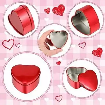 1/10 шт. Металлические контейнеры для поделок, коробки для конфет, красные банки для свечей ко Дню святого Валентина с крышками, подарочные коробки, сувениры для вечеринок в форме сердца, 3 размера 7x7x3.6cm