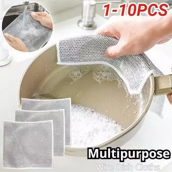 1-10 шт. многоцелевые салфетки для чистки Wire Miracle, многоразовые кухонные тряпки для мытья посуды, антипригарные волшебные кухонные полотенца, инструменты для чистки