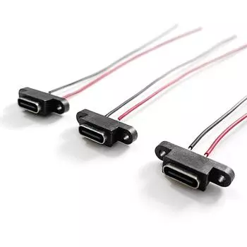 1-10 шт. Новый водонепроницаемый USB-порт Type-C 2-контактный женский разъем с отверстием для винта, интерфейс быстрой зарядки, кабель USB-разъема 1pcs
