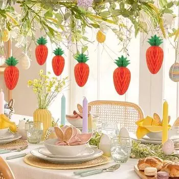 1/10 шт. пасхальное украшение в виде моркови, мини-искусственная бумага, соты, морковка, подвесное украшение, сделай сам, поделки для домашнего декора для вечеринки 15cm 1pc