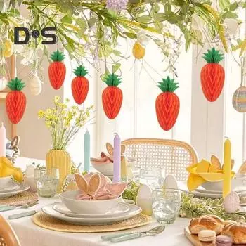 1/10 шт. пасхальное украшение в виде моркови, мини-искусственная бумага, соты, морковка, подвесное украшение, сделай сам, поделки для домашнего декора для вечеринки 15cm 1pc