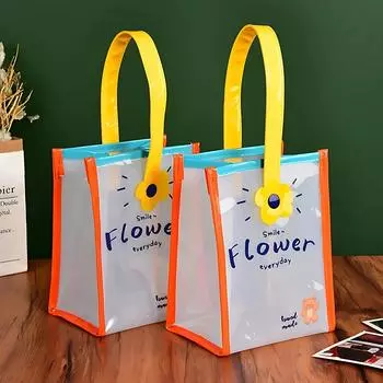 1-10 шт ПВХ прозрачный подарочный пакет цветок медведь водонепроницаемая сумка летняя желе сумка дорожная сумка сумка для обеда сумка на плечо пляжная сумка 19x14x12cm