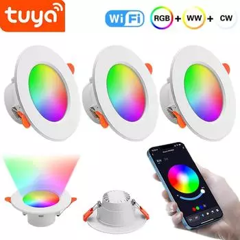 1-10 шт. RGB светодиодный потолочный светильник RGBW + CW + CCT с регулируемой яркостью, 10 Вт, Bluetooth, умный потолочный светильник, голосовое управление для Alexa Google Home