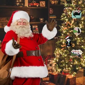 1~10 шт. Рождественский кулон в виде черного кота 2024 г., украшение для рождественской вечеринки, новые елочные украшения 2024 г., рождественские украшения, подвесные украшения