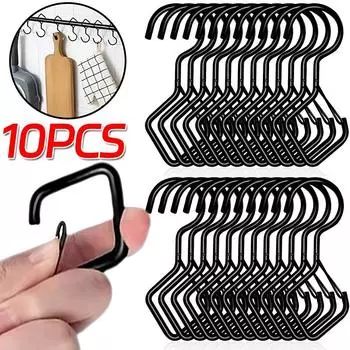 1/10 шт. S-образный крючок с пряжкой, ветрозащитный садовый металлический зажим для подвешивания, кухонная вешалка для горшков, штанга для шкафа, вешалка для одежды, крючки для хранения