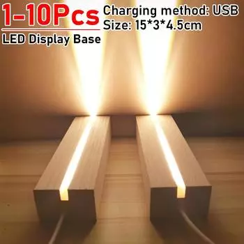 1-10 шт. светодиодный деревянный световой дисплей кристалл деревянная подставка с подсветкой акриловая световая пластина основание USB деревянная основа для смоляных художественных светильников