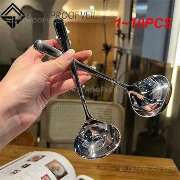 1~10 шт. удобная маленькая ложка для дома из нержавеющей стали, столовая посуда, утолщенный материал, круглая ложка с длинной ручкой