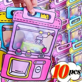 1/10 шт., упаковочный пакет для конфет и закусок, мультяшная кукольная машина, герметичный пакет, пищевой самозакрывающийся герметичный школьный рюкзак с застежкой-молнией, подарок на день рождения ребенка S Pink (18*25+6CM)-1PCS