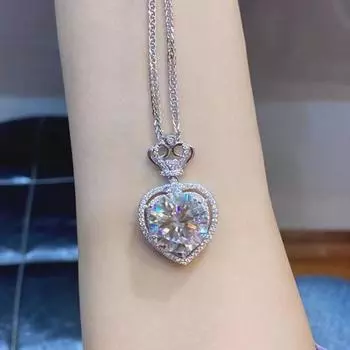 1/10CT платиновый кулон из настоящего муассанита для женщин, подарок на день рождения любовнику, ожерелье из стерлингового серебра 925 пробы, роскошные ювелирные изделия 1ct
