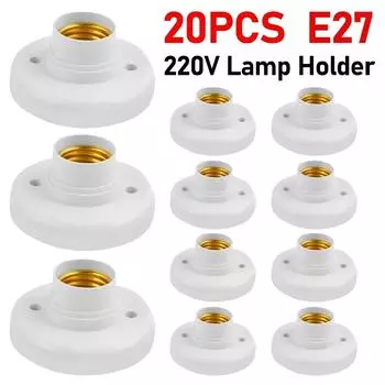 1-10PCS 220V E27 Screw Lamp Stand Light Bulb Socket Holder Adapter Base Cap Socket White Ceiling Light Lamp Bulb Fixing Base
