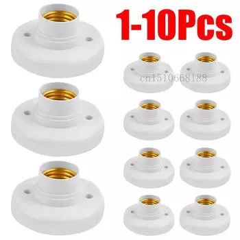 1-10Pcs 220V E27 Screw Lamp Stand Light Bulb Socket Holder Adapter Base Cap Socket White Ceiling Light Lamp Bulb Fixing Base