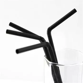 1~10PCS Black Plastic Straws Drinking Disposable Rietjes 21cm Long Flexible Cocktail Straw For Kitchen Beverage Accessories