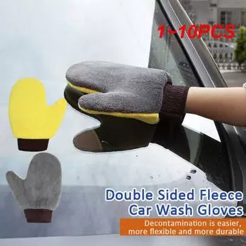 1~10PCS Car Wash Gloves Thicken Creative Car Accessories Cleaning Mitt Double-sided Auto Care Double-faced Glove