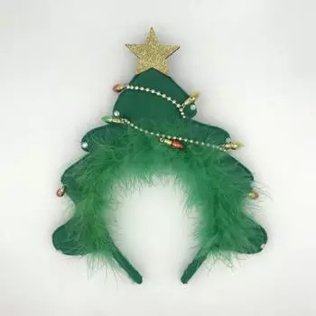 1~10PCS Christmas Tree Hair Hoop Tree Shape Performance Props Headdress Headband With Sequins Christmas Fairy Costume Headband