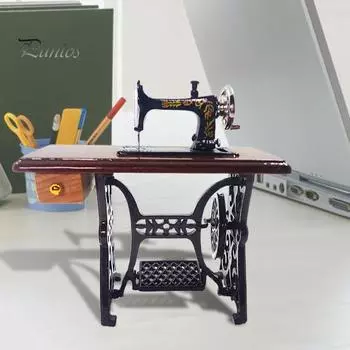 1:12/1:10 кукольных швейных машин, реалистичные декоративные металлические миниатюрные мебельные аксессуары, тщательная обработка, ежедневный показ эбеновый
