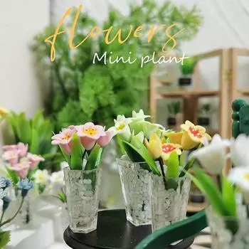 1:12/1:6 кукольных миниатюрных горшечных растений Миниатюрная зелень Бонсай Лилия Тюльпан Растение Модель Садовый декор Украшения для установки на транспортное средство