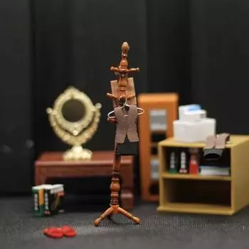 1:12 1:6 масштабных мини-аксессуаров для кукольного домика, миниатюрная вешалка для шляп и пальто, подставка для книг, набор вешалок для одежды, крошечные вещи для спальни кукольного домика 1 Set