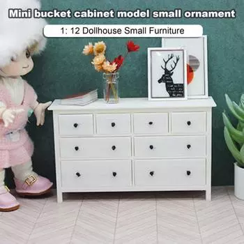 1:12 1:6 Мини-шкаф для кукольного домика, 8 ящиков, шкаф для хранения вещей в спальне, миниатюрная модель мебели для самостоятельного изготовления аксессуаров для кукольного домика белый