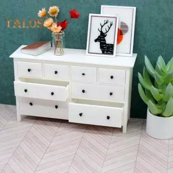 1:12 1:6 Мини-шкаф для кукольного домика, 8 ящиков, шкаф для хранения вещей в спальне, миниатюрная модель мебели для самостоятельного изготовления аксессуаров для кукольного домика белый