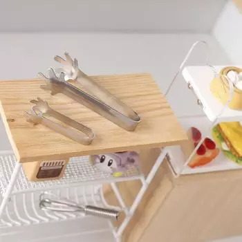 1:12 1:6 Миниатюрные металлические щипцы для кукольного домика, зажимы для еды, щипцы для хлеба, модель столовой посуды, кухонной утвари, инструментов, детских игрушек S