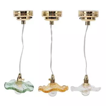 1:12 1:6 миниатюрных кукольных потолочных ламп, реквизитов для декораций, микроукрашений, стеклянных круглых лампочек, мебели Green