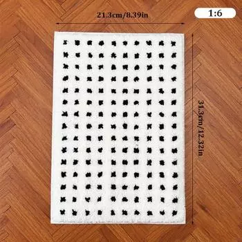 1:12/1:6 Миниатюрный ковер для кукольного домика, плюшевый черный клетчатый напольный коврик, мини-имитационный коврик, модель гостиной, спальни, домашнего декора as the picture
