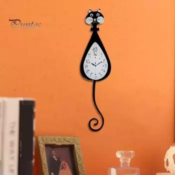 1/12 аксессуары для кукольного дома, мини настенные часы с котом, миниатюрные мультяшные изысканные гладкие края, игровой кукольный домик, игрушка, детский подарок чёрный