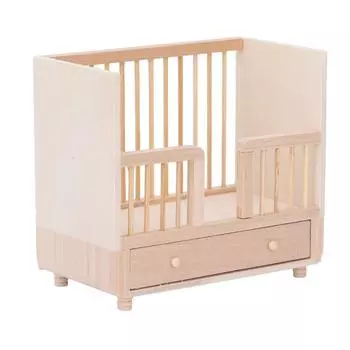 1: 12 Деревянная Кукольная Кроватка Колыбельная Имитация Кровати Миниатюрный Кукольный Дом Мебель Кровать Для Спальни