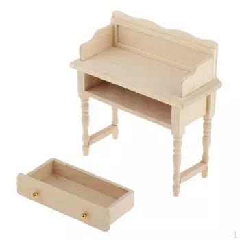1:12 деревянная мебель для кукольного домика-игрушка для детей, деревянный миниатюрный письменный стол/стол для макияжа, модель куклы