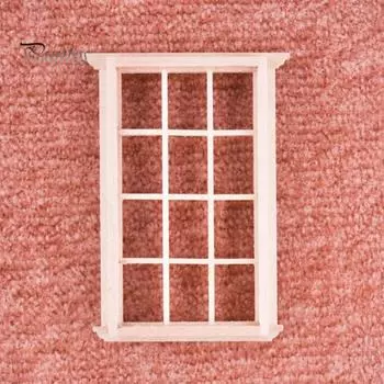 1/12 деревянный 12 сеток кукольный домик миниатюрная оконная рама модель украшение орнамент