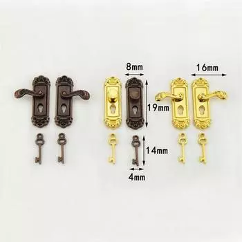 1:12 DFoll House Миниатюрная модель сцены с едой Мини полноценный дверной замок с узором Left handle коричневый