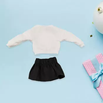 1/12 Длинный рукав свитер и юбка костюм Повседневный свитшот с открытыми плечами для 6-дюймовой куклы женского пола White top