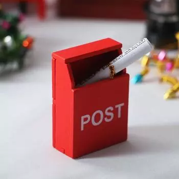 1/12 Doll House Decor Red Wooden Kids Toy Mailbox Ornamant Miniature Dollhouse Accessories Mail Box Newspaper