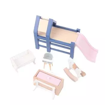 1/12 кукольный домик детская спальня мебель аксессуары горка/троянский конь/стол/обеденный стул/кровать для детей ролевые игры игрушка A5