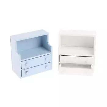 1/12 Dollhouse Miniature Bedside Table Drawer Cabinet Doll Simulation Storage Cabinet Furniture Decor Dolls House Accessories белый