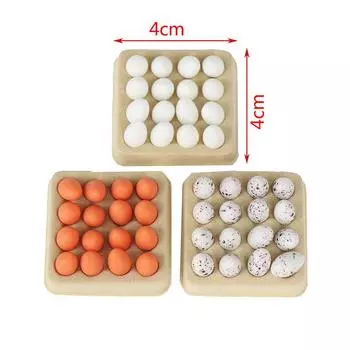 1:12 Dollhouse Miniature Eggs Kitchen Food Model (Tray+16Pcs Eggs) Kitchen Decor