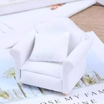 1/12 Dollhouse Miniature White Sofa With Back Cushion Doll House Accessories