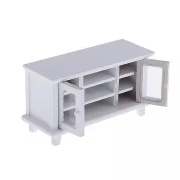 1:12 Dollhouse Miniature Wood TV Cabinet Stand Bench Living Room Decoration