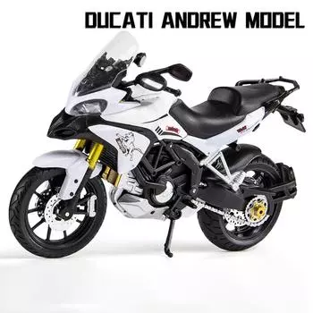 1/12 Ducati Mts Enduro Racing Мотоциклы Моделирование сплава Модель мотоцикла Коллекция амортизаторов Игрушечный автомобиль Подарок ребенку 1/12-Size:17*11.7*6cm белый