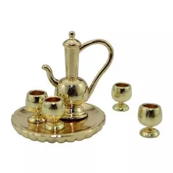 1:12 глянцевые миниатюрные чашки чайная тарелка чайный сервиз имитационная модель кукольные аксессуары золотистый