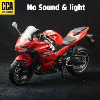 1/12 Kawasaki Ninja 400 игрушечный мотоцикл миниатюрная литая металлическая модель 1:12 супер спортивных игрушек со звуком и светом, коллекционный подарок для мальчиков красный
