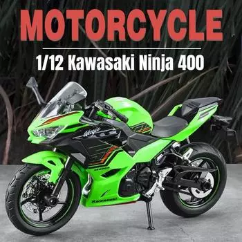 1/12 Kawasaki Ninja 400 игрушечный мотоцикл миниатюрная литая металлическая модель 1:12 супер спортивных игрушек со звуком и светом, коллекционный подарок для мальчиков красный