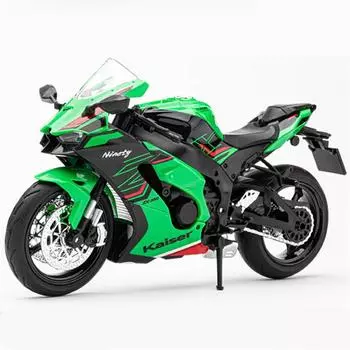 1/12 Kawasaki Ninja ZX-10R Heavy Locomoti Alloy Motorcycle Model Cross-country Racing Motorcycle Model Sound Light Kids Toy Gift зелёный