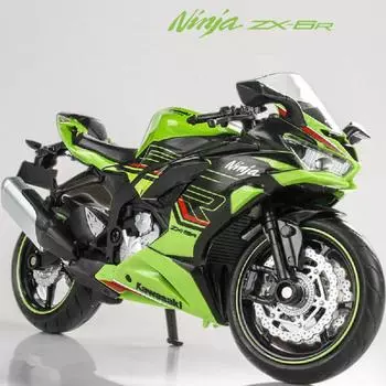 1/12 Kawasaki Ninja ZX-6R Cross-country Motorcycles Model Simulation Metal Street Racing Motorcycle Model Collection Kids Gifts зелёный