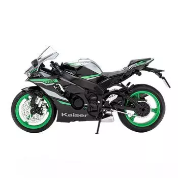 1/12 Kawasaki ZX-10R Мотоцикл Игрушечная модель автомобиля Литье под давлением со звуком и светом Подвеска заднего колеса Модели транспортных средств Коллекционируйте подарки зелёный