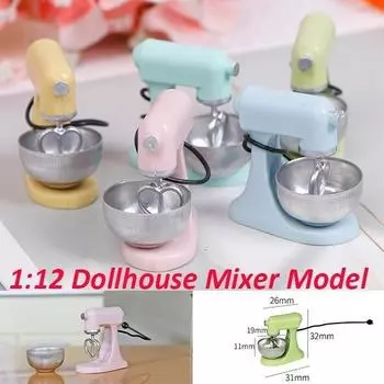 1: 12 сцен кухни в сочетании с аксессуарами для кукольного домика ob11 Миниатюрная игрушечная модель Мини-миксер жёлтый