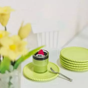 1:12 круглых тарелок для кукольного домика, миниатюрная посуда, кухонный декор, игрушка, микросцена, строительный реквизит зелёный